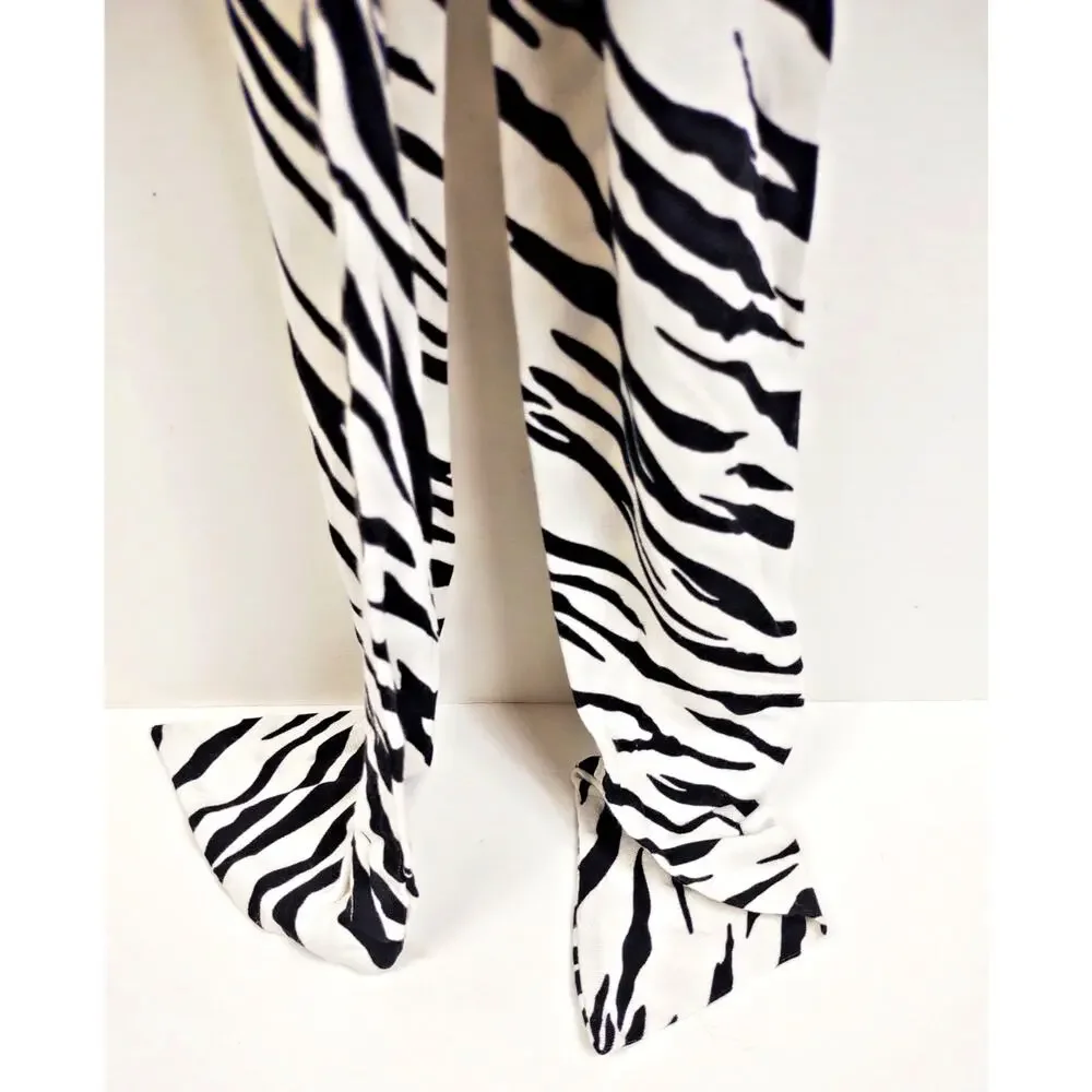Womens Zebra Print Scarf 80" White Black Boho Animal Safari Unique Pointed Ends - Picture 6 of 7